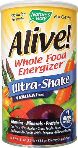 ALIVE! Whole Food Energizer Ultra-Shake Vanilla 585 Grams - Click Image to Close