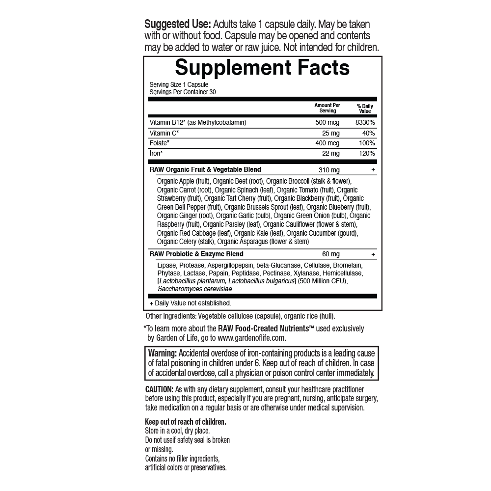 The Vitamin Code® RAW Iron - 30 Capsules
